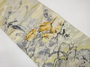 アンティーク　風景に屋敷模様織り出し袋帯（材料）